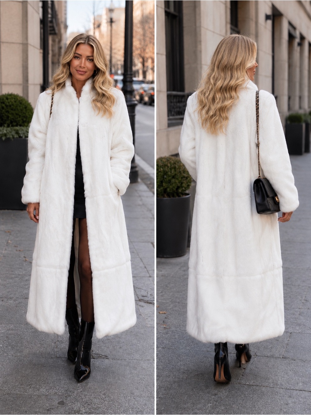 Vtg Authentic Real White Rabbit Fur Coat Sz M Made in France